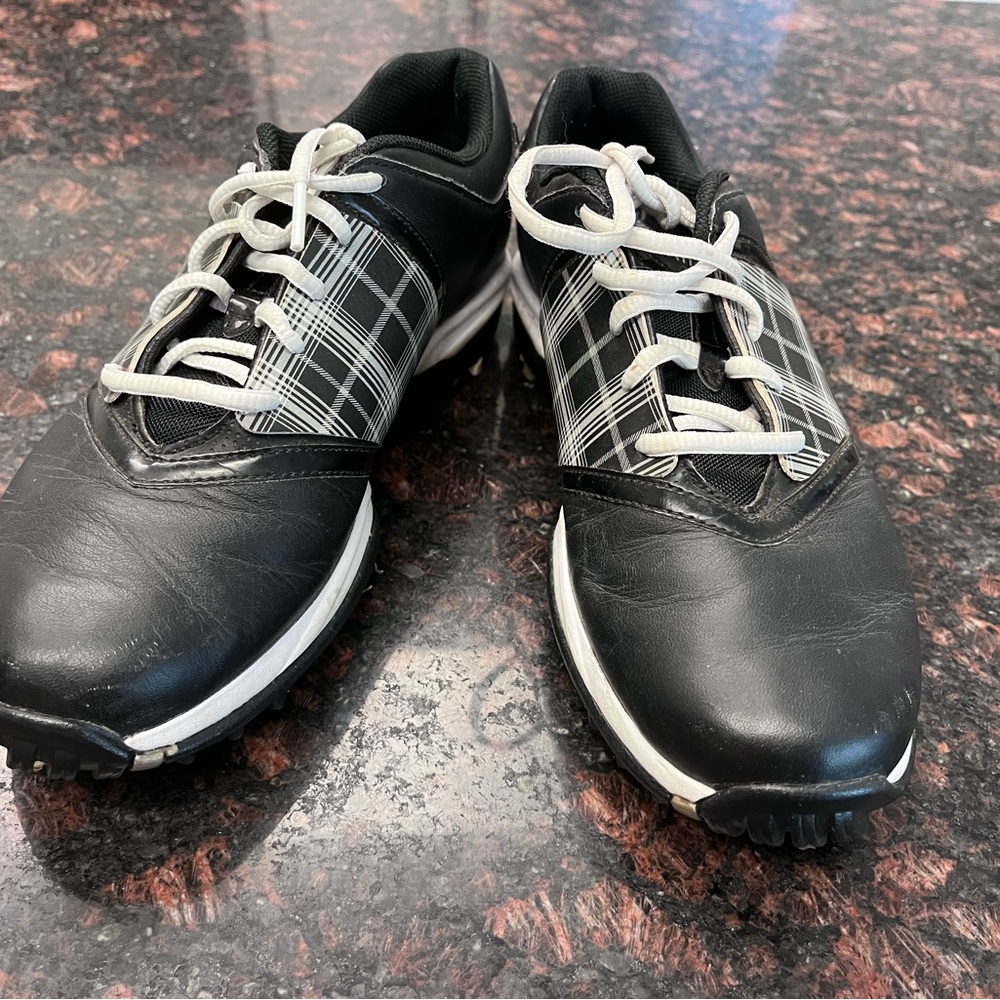 Nike Air Women Sz 7 Golf Shoes Black White Plaid 549576-001 Athletic Spikes